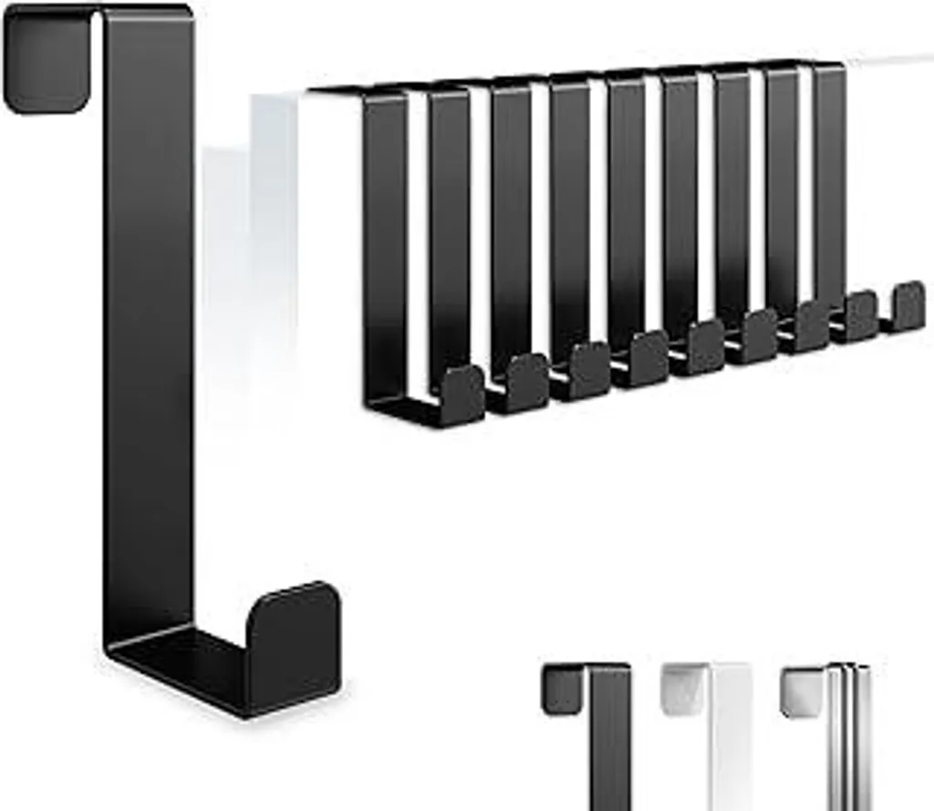 Set 10 Ganci Porta Neri Acciaio Inox: Appendiabiti Robusto Senza Fori