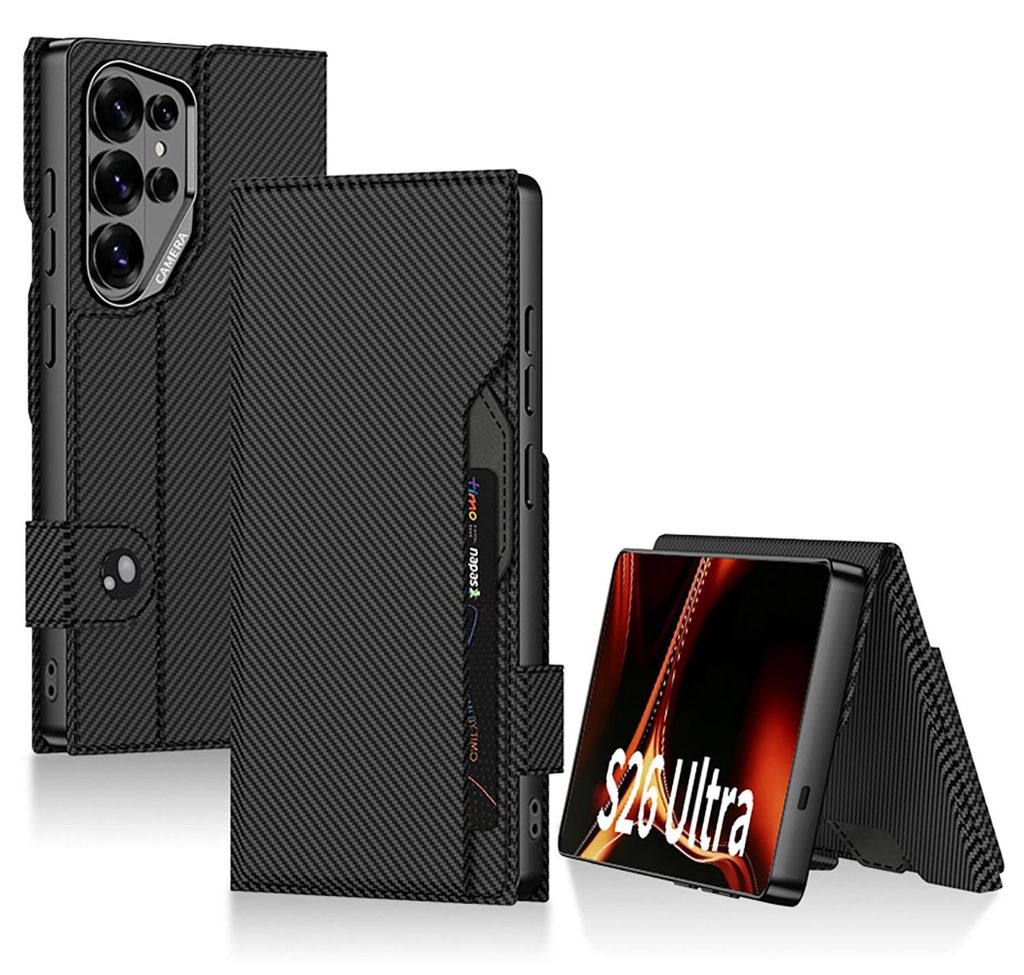 Handy Hülle Leder Flip für Samsung Galaxy S26 Ultra 5G Book Wallet Klapp Schwarz