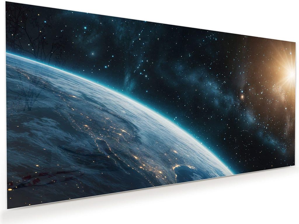 Glasbild 120x60cm in XXL für Wohnzimmer, Schlafzimmer Motiv Planet im Universum