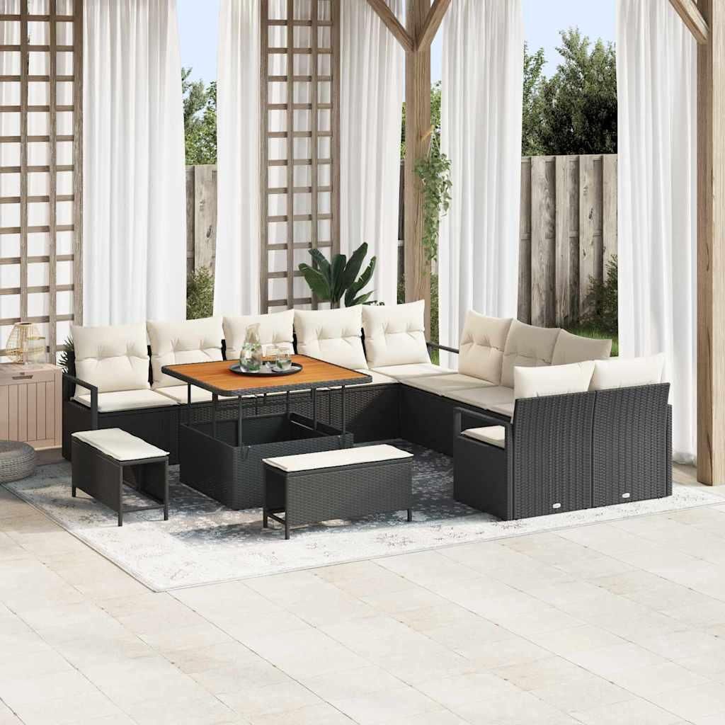 Maison Exclusive - Gartensofa-set mit Kissen 13 pcs Schwarz Poly-Rattan