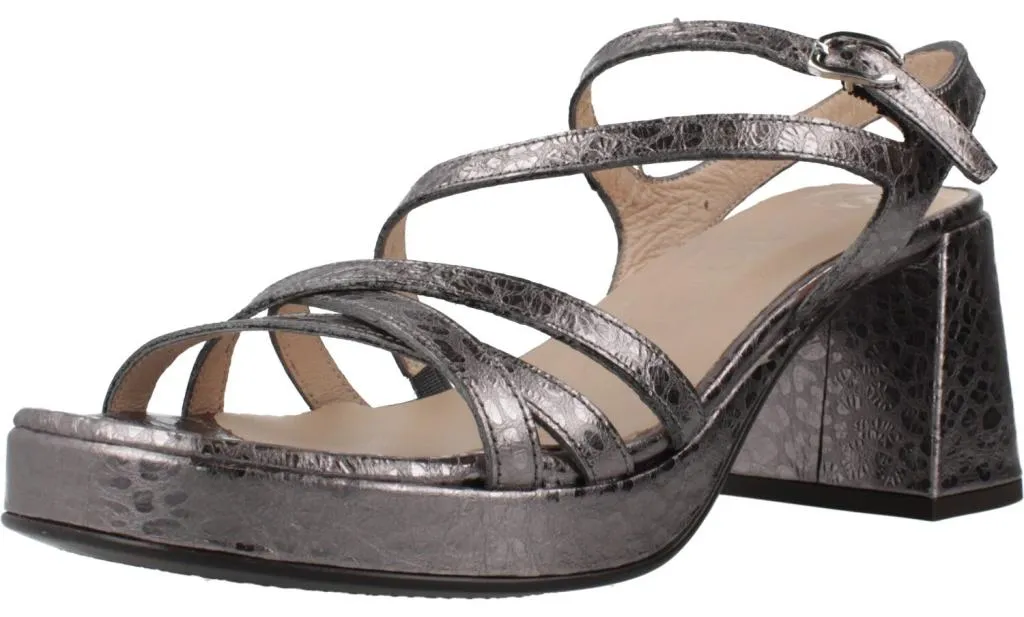 Sandales à Talon Compensé Femme Wonders Gris G6821 Confort Absolu