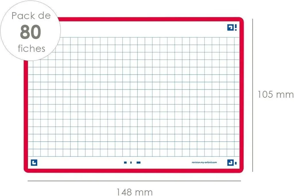 Fiches de révision A6 Oxford Flash 2.0 rouges pour réussir ses exams