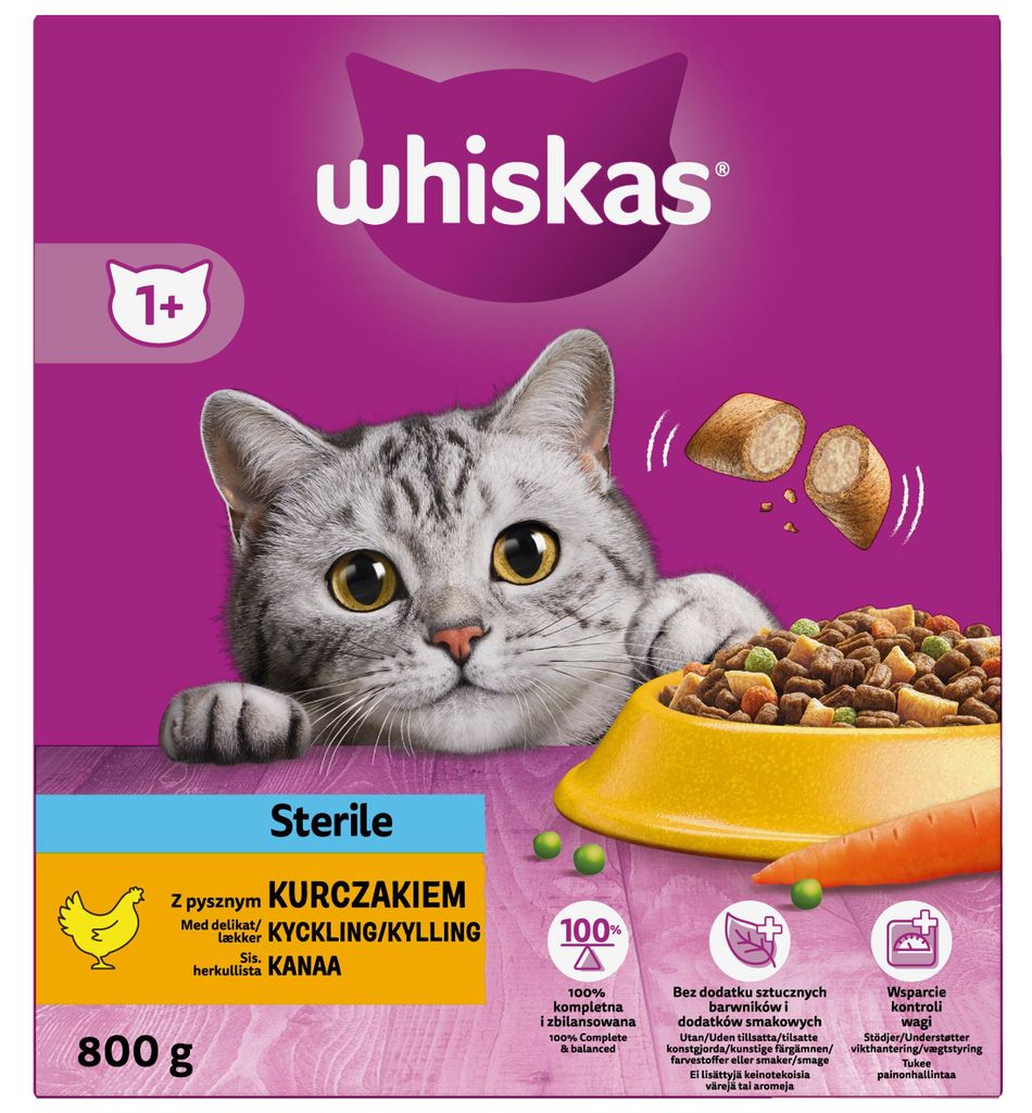 Whiskas Sterile z kurczakiem - karma dla kota - 800g