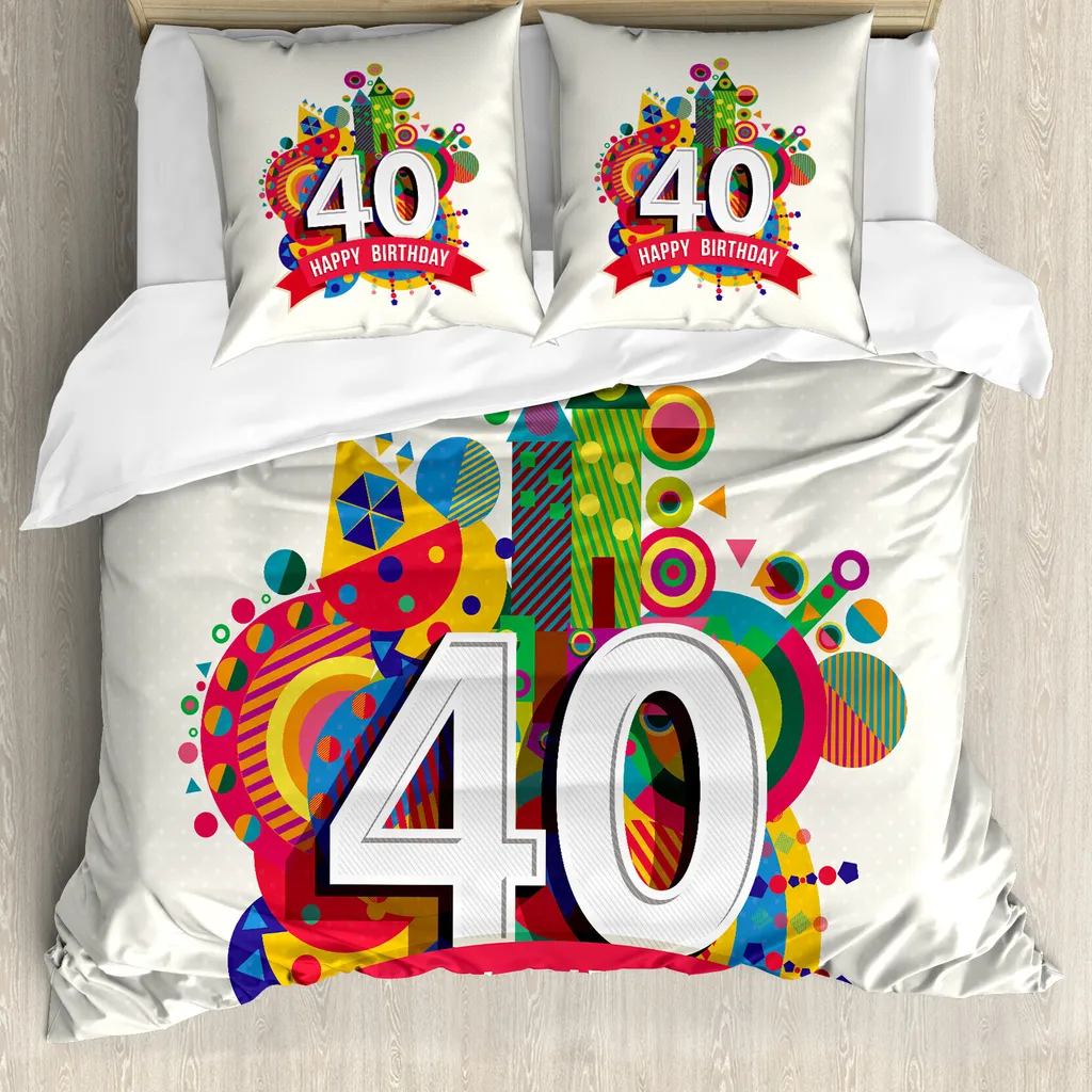 Copripiumino 40° Compleanno ABAKUHAUS 200x200 Anallergico Multicolore