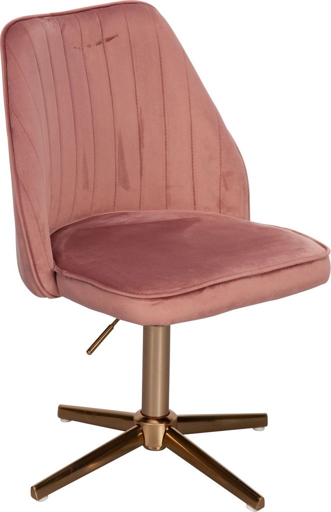 Schreibtischstuhl Rosa Samt Design Drehstuhl mit Lehne, Schalenstuhl 120 kg Höhenverstellbar, Arbeitsstuhl ohne Rollen, Stuhl Schreibtisch Home-Of...