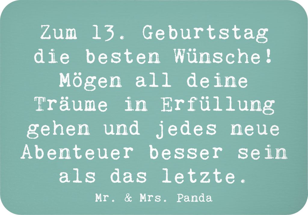 Mr. & Mrs. Panda magnet Spruch 13. Geburtstag Wünsche - Meeresbrise - Geschenk, whiteboardmagnet, zettelhalter, besonderes Erlebnis, haftmagnet, A...
