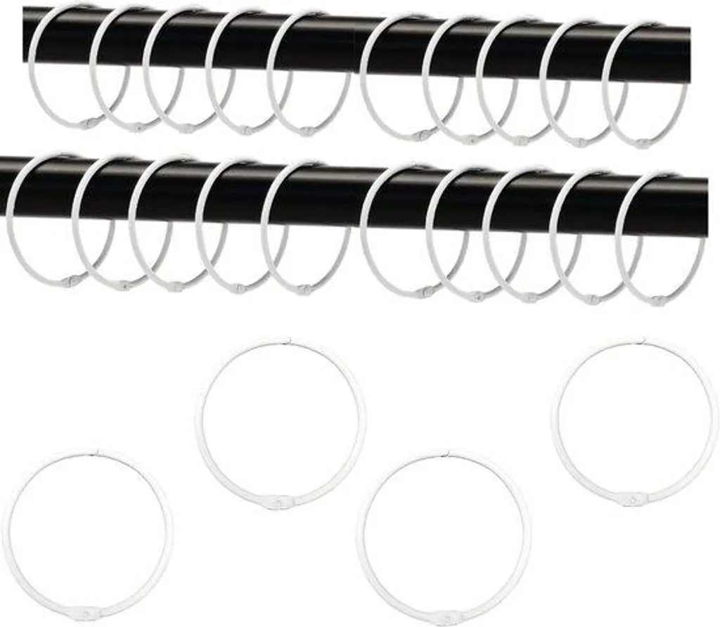 Anneaux de Douche en Métal Blanc 50 mm - Finition Lisse et Durable