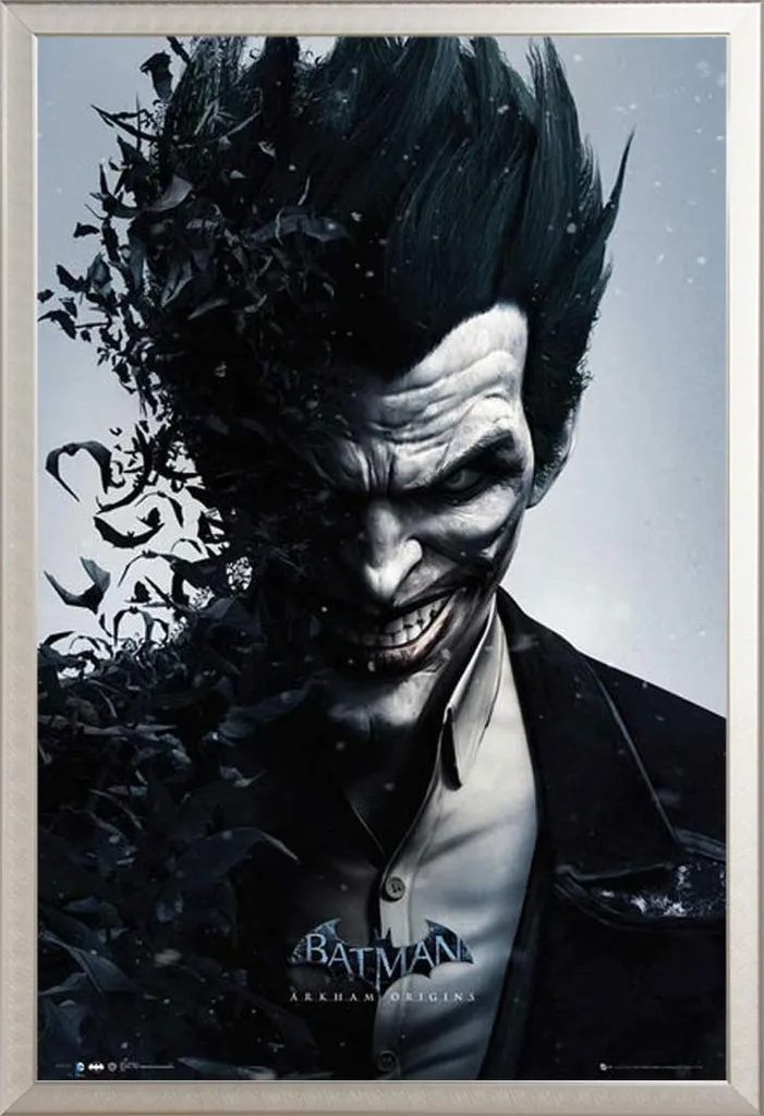 Poster Batman Joker Bats sous Cadre Shinsuke en Aluminium Argenté et Vitre