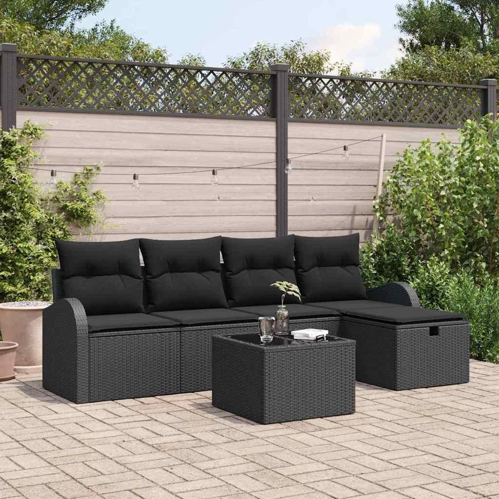 Maison Exclusive - Garten-Sofa-Set mit Kissen 6 pcs Schwarz Poly Rattan