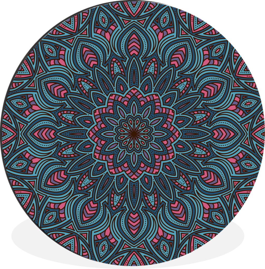 MuchoWow Aluminium Wandkreis Mandala mit Formen der Natur Ø 60 cm Wanddeko Modern Wohnzimmer - Wand Kreis - Wandbild - Schlafzimmer - Aluminium ...
