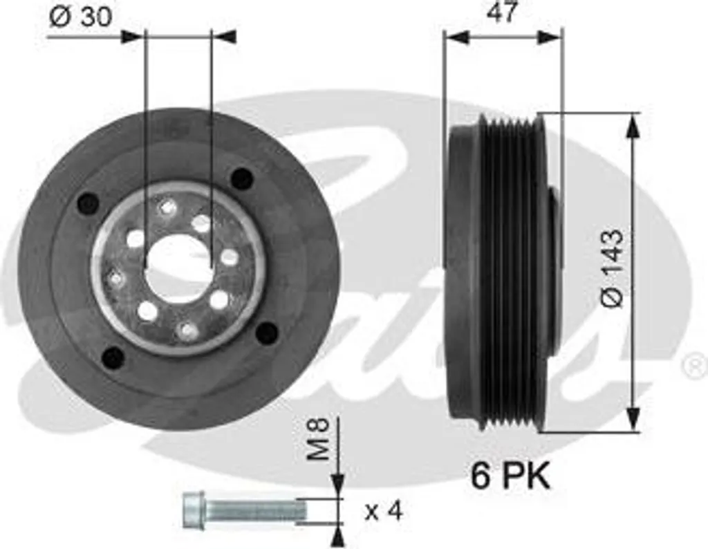 Poulie damper GATES TVD1014A pour Transporter V et Golf IV TDI