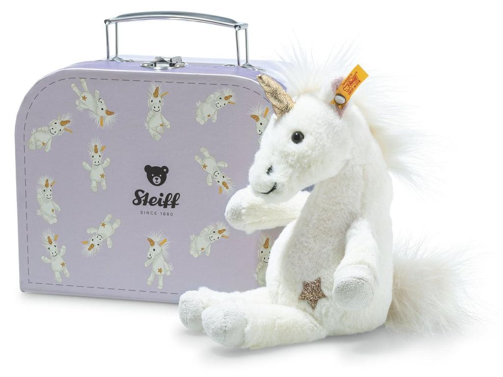 Steiff Plüsch Einhorn Kuscheltier Unica im Koffer - weiß - Produktbild 