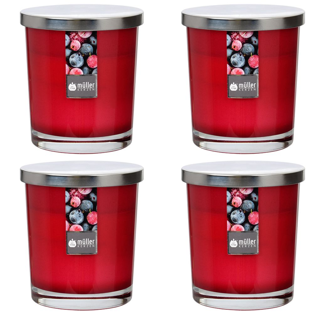 Maxi Duft-Kerzenglas 110/95 mm mit Deckel | Set 4 Stck. | Wild Berries