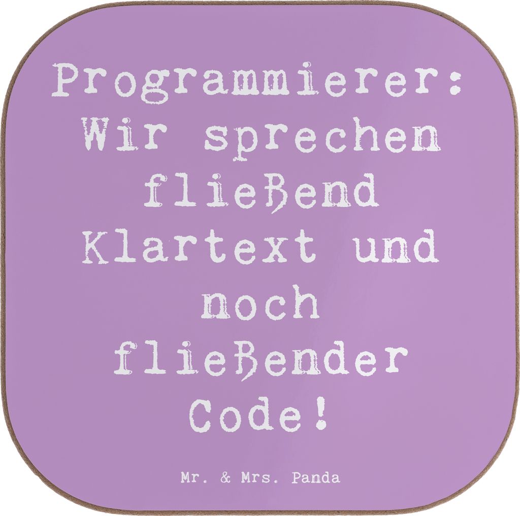 Mr. & Mrs. Panda Tischuntersetzer Spruch Programmierer Codeflüsterer - Lavendeltraum - Geschenk, kreative Geschenke, Untersetzer Tasse, Coaster, B...