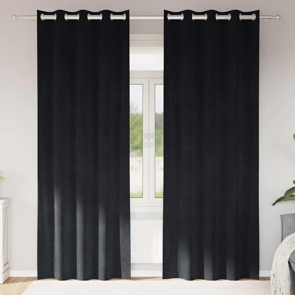 Eleganten-Stil Vorhänge mit Vorhängen 2 pcs Schwarz 140 x 260 cm Samt - Gardinen & Vorhänge Hommie5087380 1parcel
