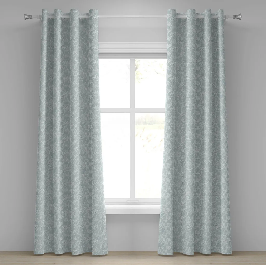 ABAKUHAUS Tenda con occhielli vintage, motivo in pizzo con composizione floreale di ispirazione vittoriana, tende decorative a 2 pannelli, 280 cm x 245 cm, bianco schiuma di mare
