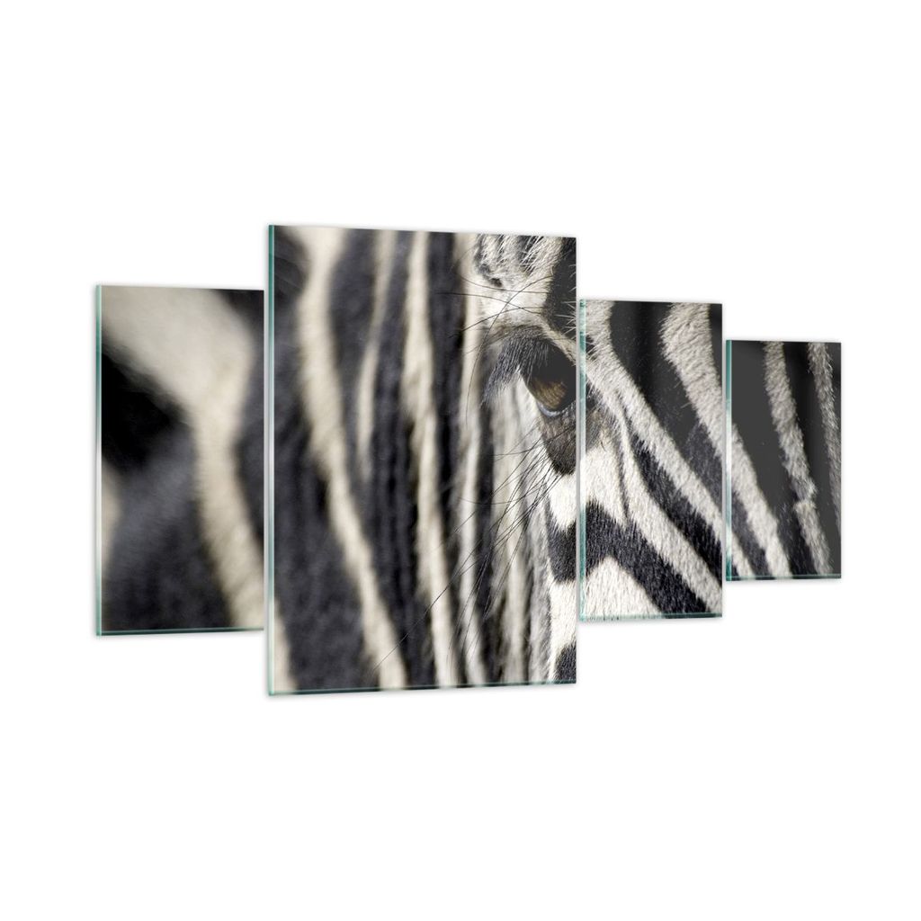 Bilder auf glas - Zebra Streifen Tierwelt Safari - 160x90cm - Glasbilder - Wandbilder - Kunstdruck - zum Aufhängen bereit - Wanddekoration aus Gla...