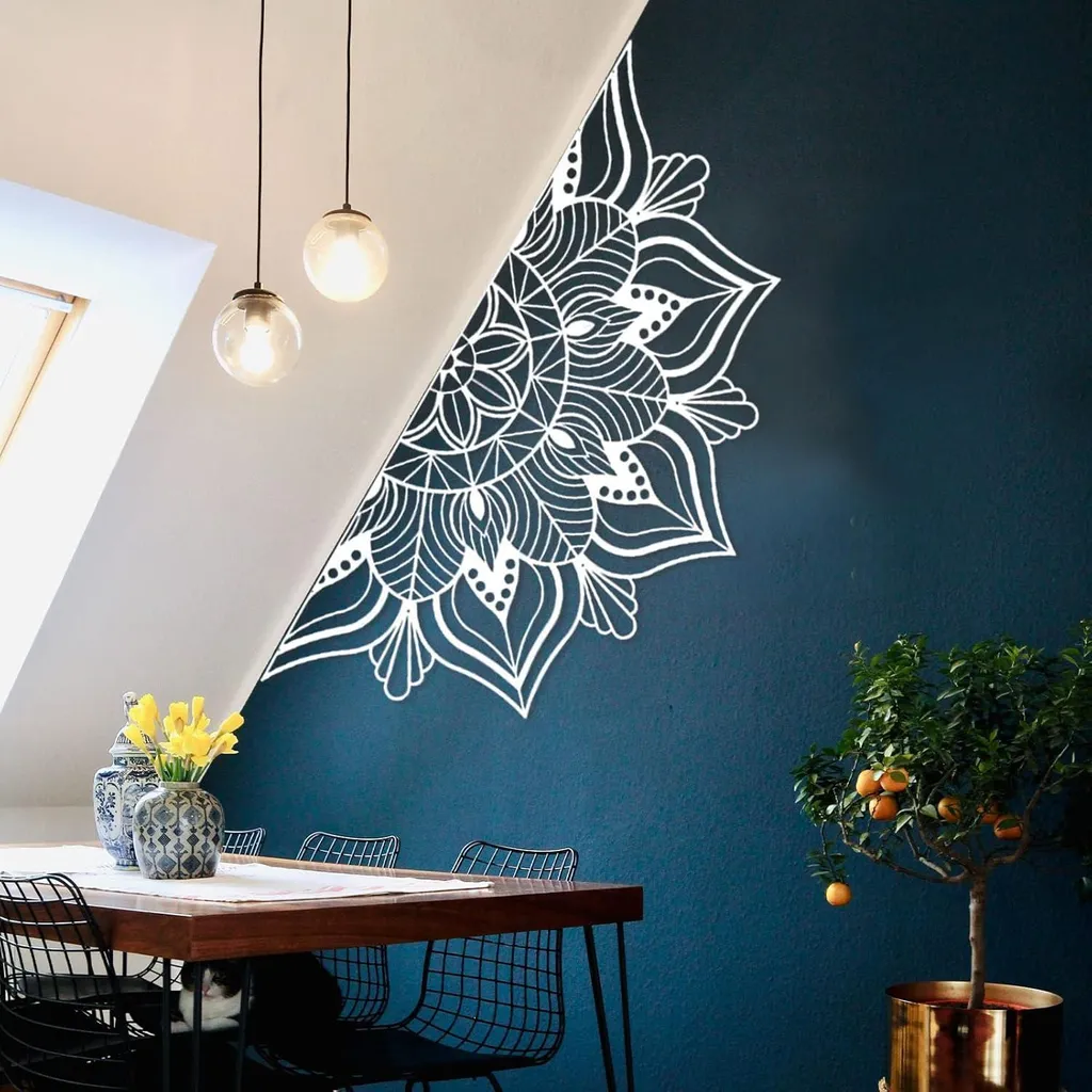 Mandala Mural en Métal Design Fleur de Lotus Sculpture Murale Géante