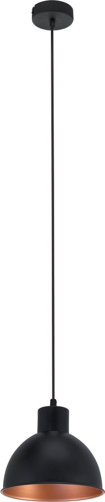 EGLO Pendellampe Truro 1, 1 flammige Vintage Pendelleuchte im Industrial Design, Retro Hängelampe aus Stahl, Farbe: Schwarz, kupfer, Fassung: E27