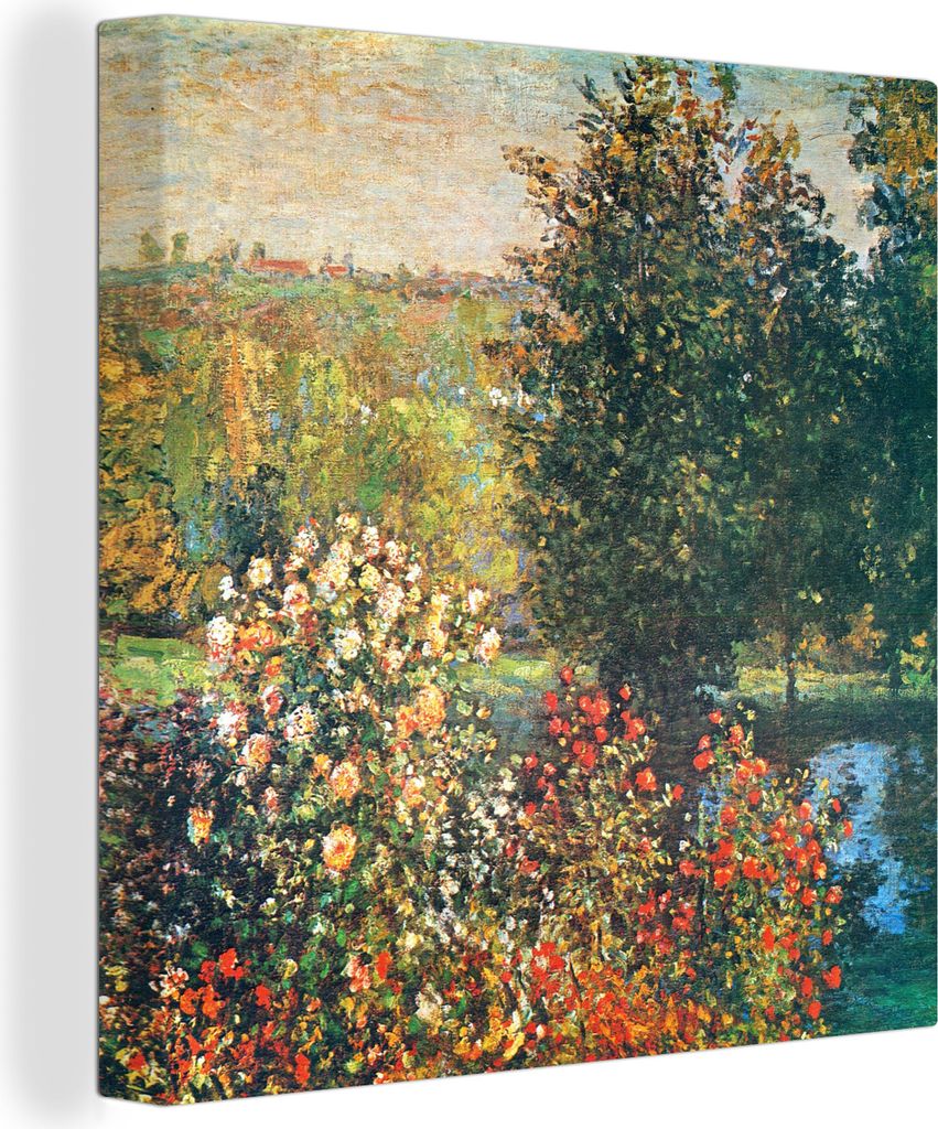 MuchoWow - Leinwandbilder - Rosen im Garten der Hoshede in Montregon - Claude Monet, Wandbild, Wanddeko Bilder Wohnzimmer, 90x90 cm