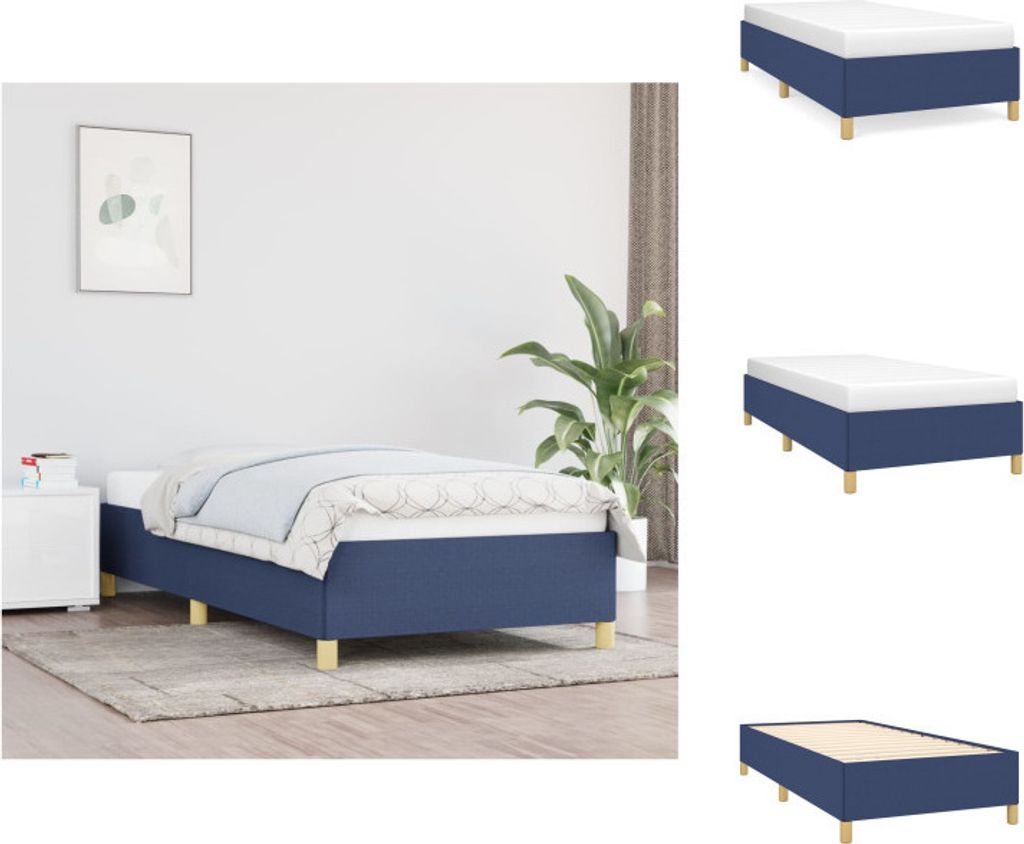 vidaXL Bettgestell Blau 90x190 cm Stoff - Betten & Bettgestelle