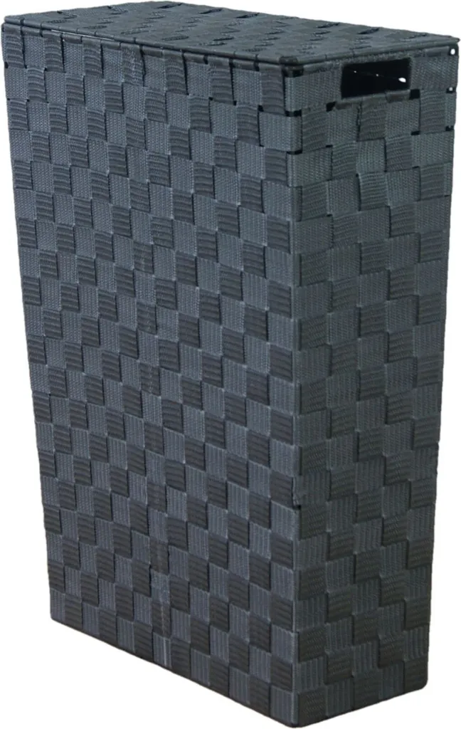 Panier à linge gain de place gris 48L pour salle de bain et buanderie
