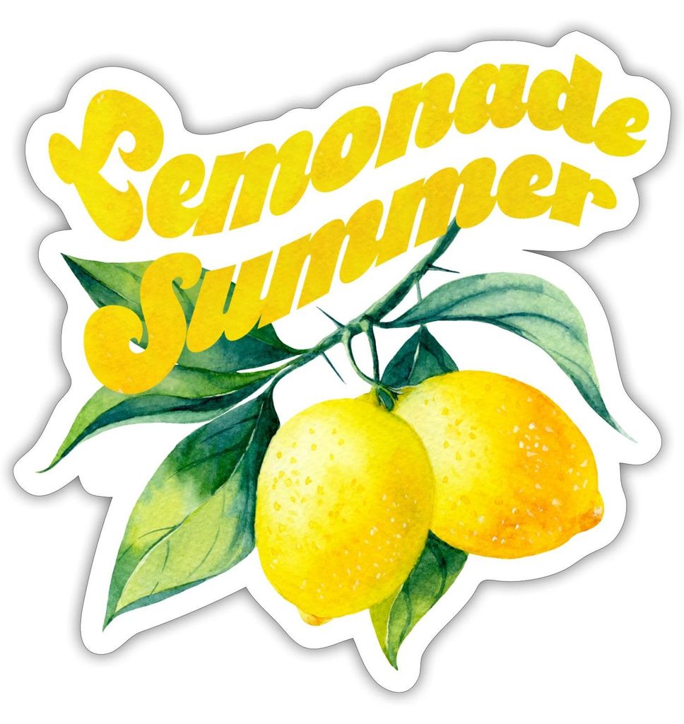Spreadshirt Lemonade Summer Zitronen Sommer Design Sticker Aufkleber, 10 x 10 cm, Mattweiß