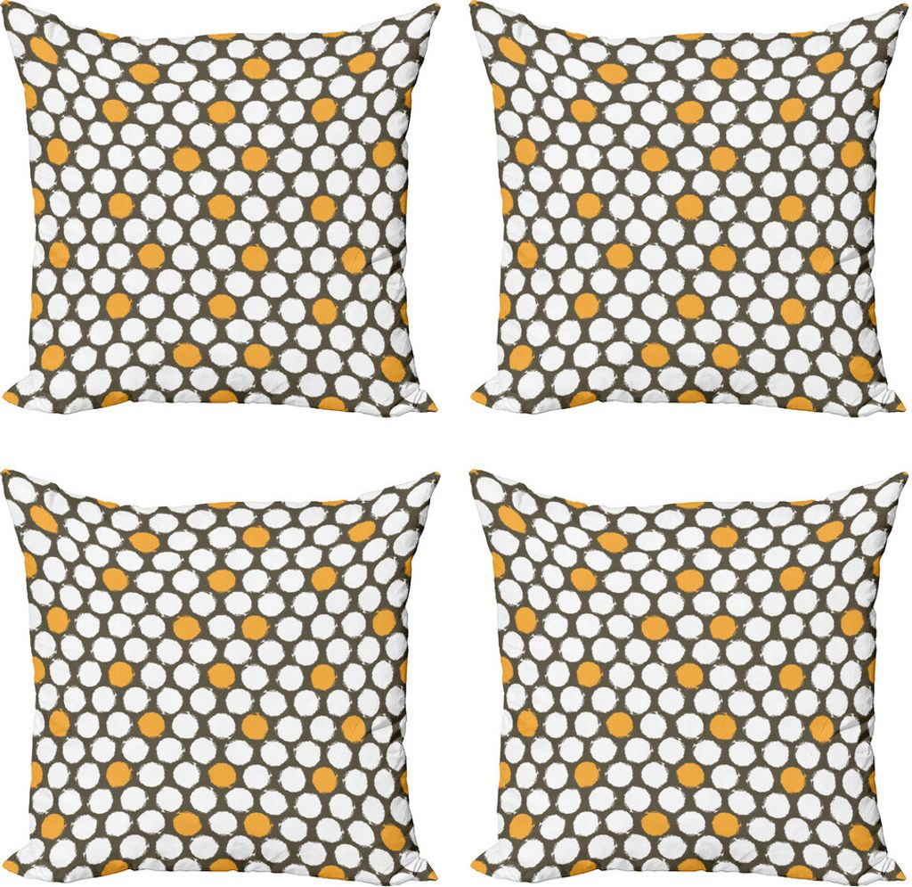 ABAKUHAUS Retro Kissenbezug Set (4 Stück), Bicolor-Schmutz-Art-Punkte, Moderner Doppelseitiger Digitaldruck, 50 cm x 50 cm, Dunkle Taupe orange