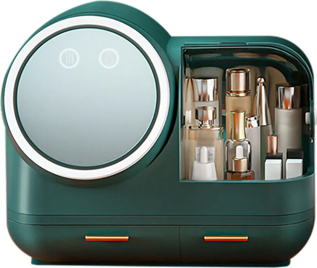 Organisateur Maquillage Miroir LED HD Rechargeable et Porte-Rouge à Lèvres