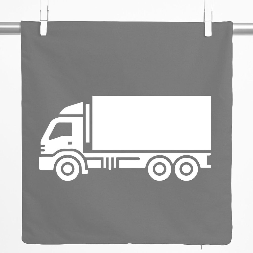 Huuraa Kissenbezug LKW Lastkraftwagen 40x40cm Steel Grey Baumwolle Dekokissenbezug Geschenkidee
