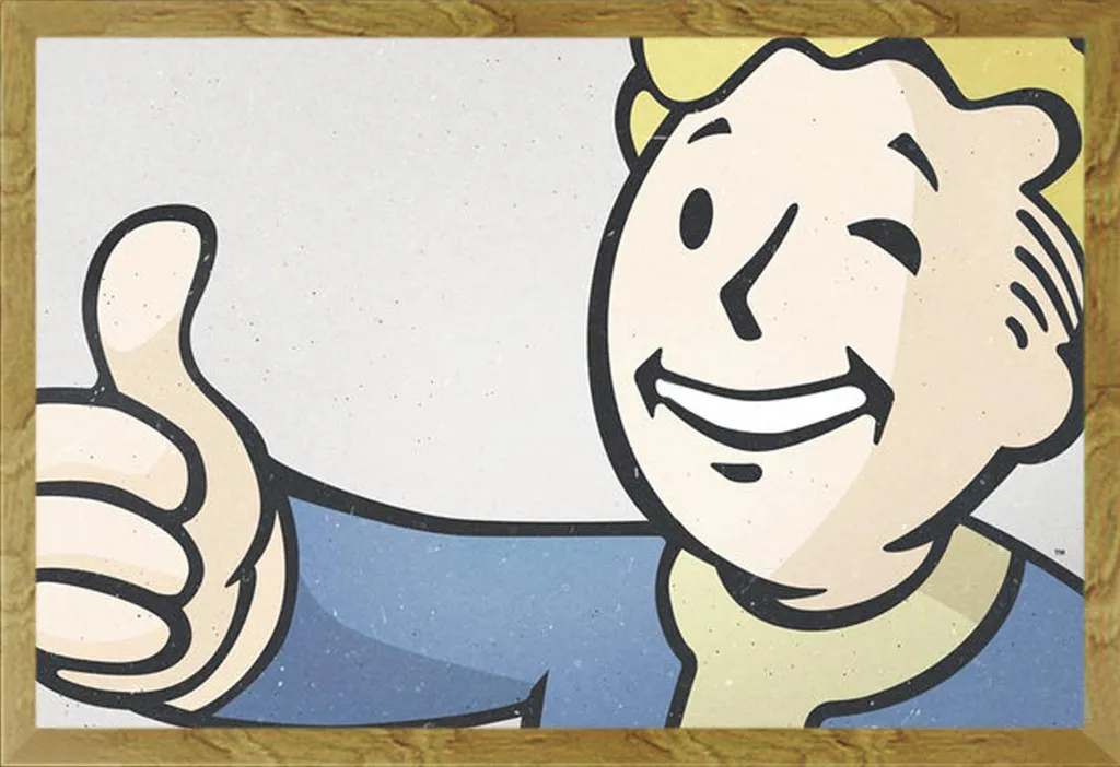 Poster Fallout 4 Vault Boy + Cornice Shinsuke® Oak Maxi MDF - Offerta