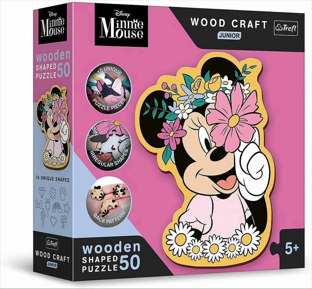 TREFL Wood Craft Junior Puzzle In der Welt von Minnie Mouse 50 Teile