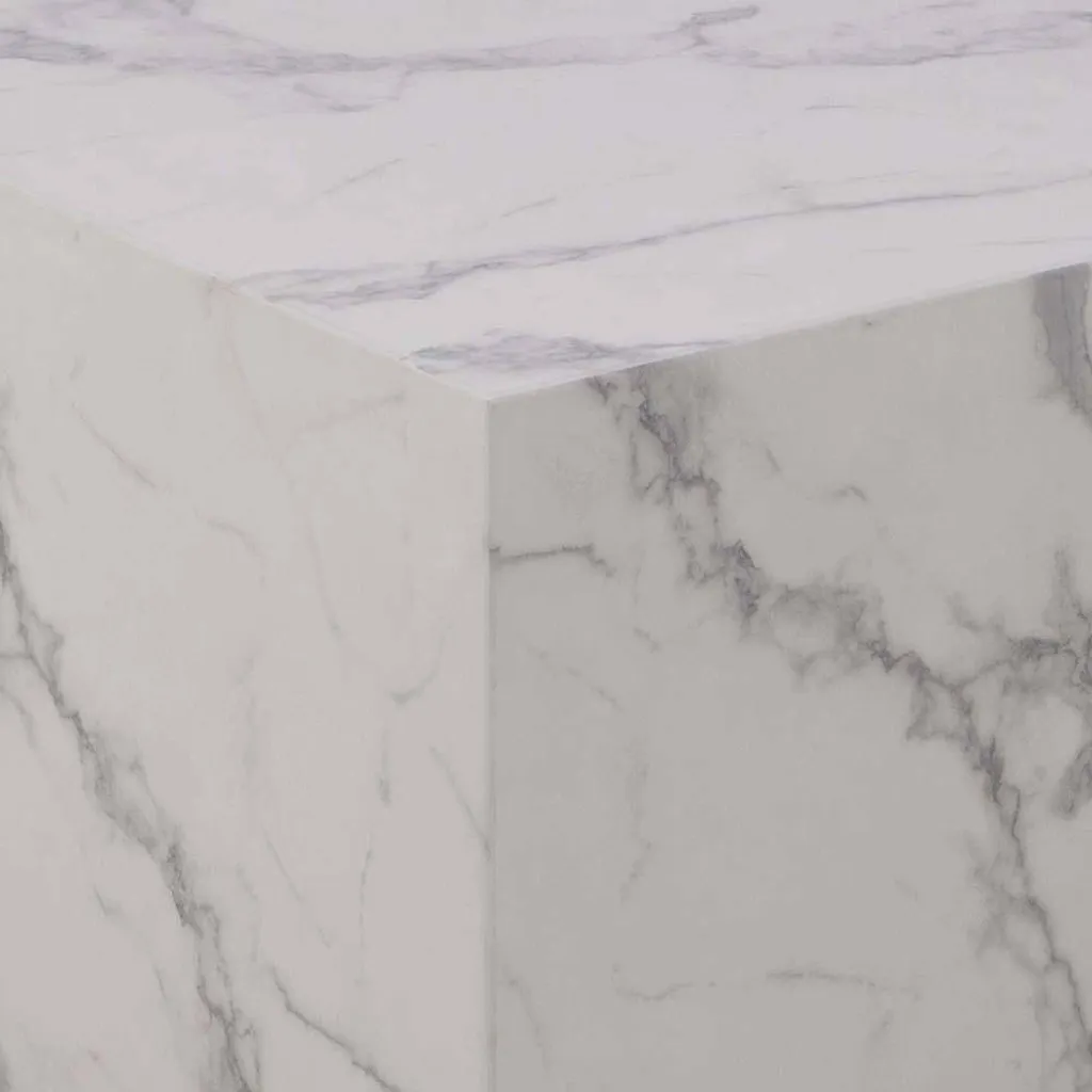 Table basse marbrée blanche Dice set de 2 tables gigognes de salon chic - 5
