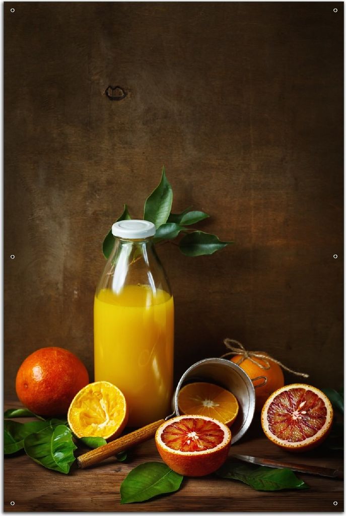 Wallario Outdoor-Poster für Garten oder Balkon, Motiv Frisch gepresster Orangensaft, in ca. 61 x 91,50 cm