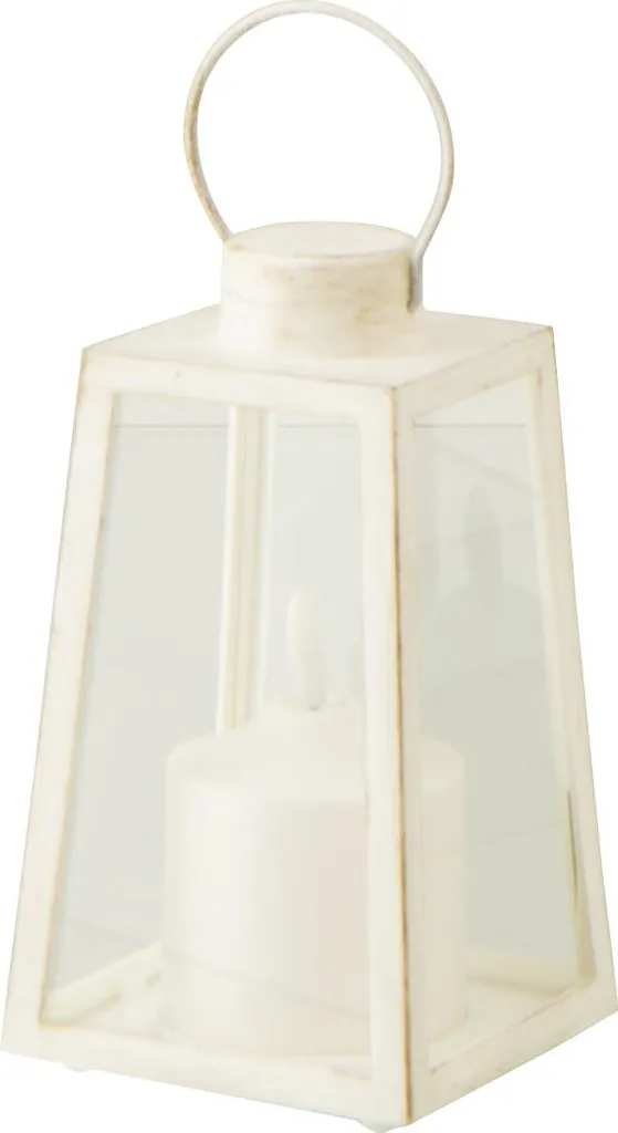 Lanterne Décorative pour Ambiance Cosy en Verre Blanc et Bougie LED