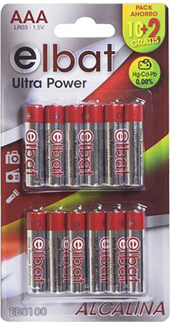Elbat Lr03/aaa Alkalibatterie 12 Einheiten Durchsichtig Durchsichtig One Size