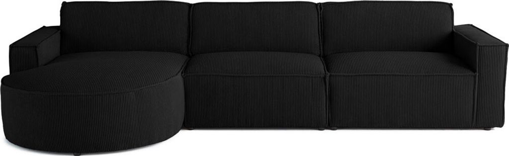 Lisa Design Spiaggia - links - 5 Sitzplätze - aus Cordstoff , Schwarz