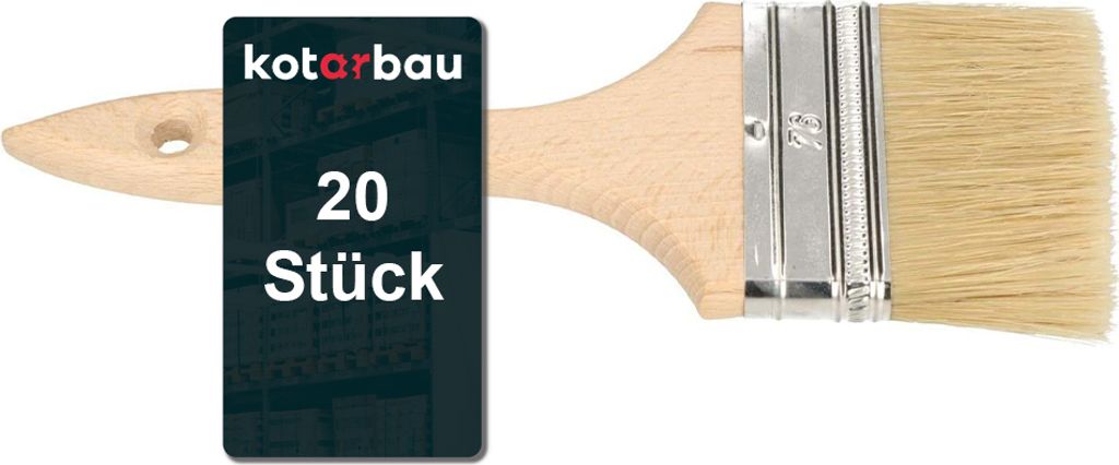 KOTARBAU 20er Set Farbpinsel Mit Holzgriff Alle 76 mm Flachpinsel Beizen Lasur Farben Malerpinsel Streichen Lack Acrylfarben Reißfeste Borsten A...