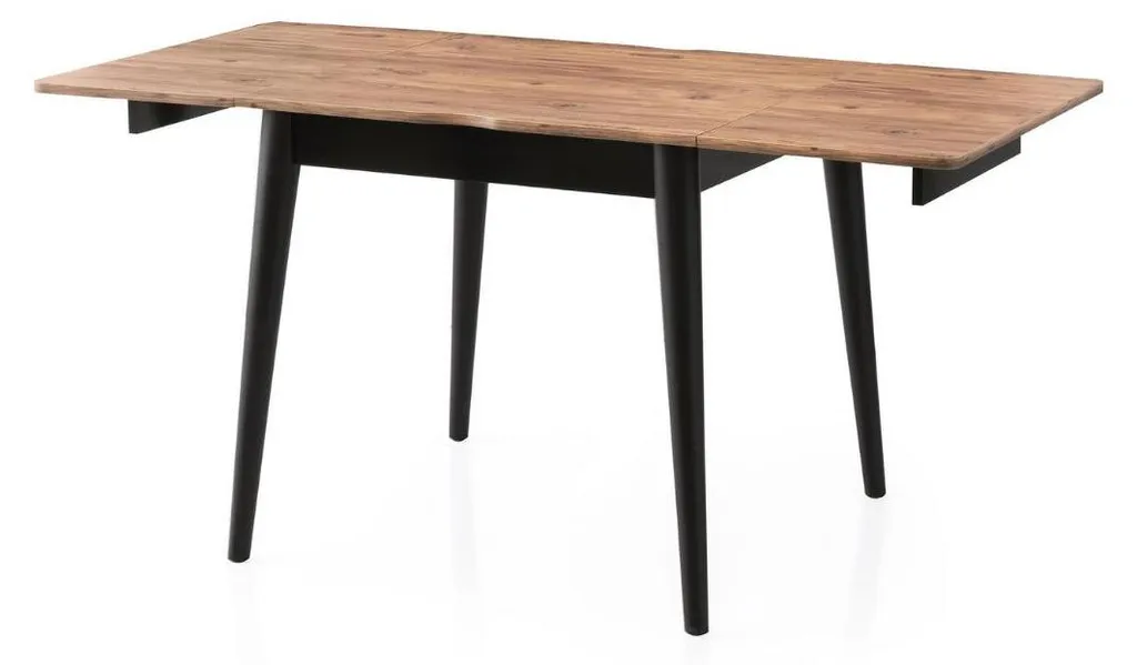 Table extensible design bois pin et noir 80 à 160 cm modèle TOTEM