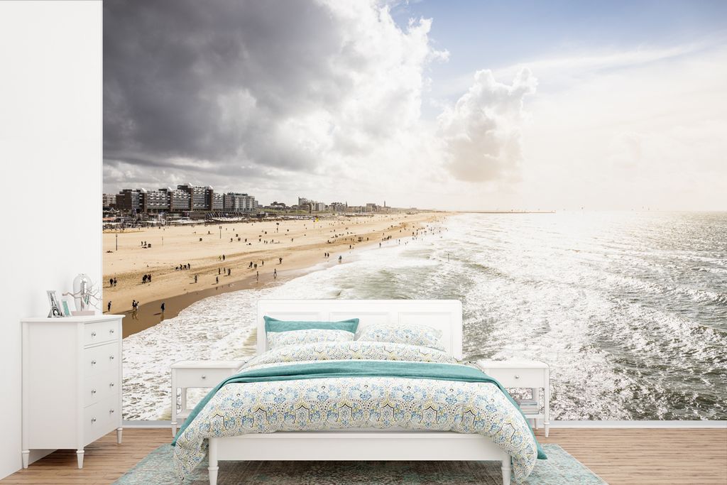 MuchoWow Fototapete für Wohnzimmer oder Schlafzimmer Wandtapete Vinyl Motivtapete Meer - Sonne - Niederlande - 330x220 cm - Fototapeten