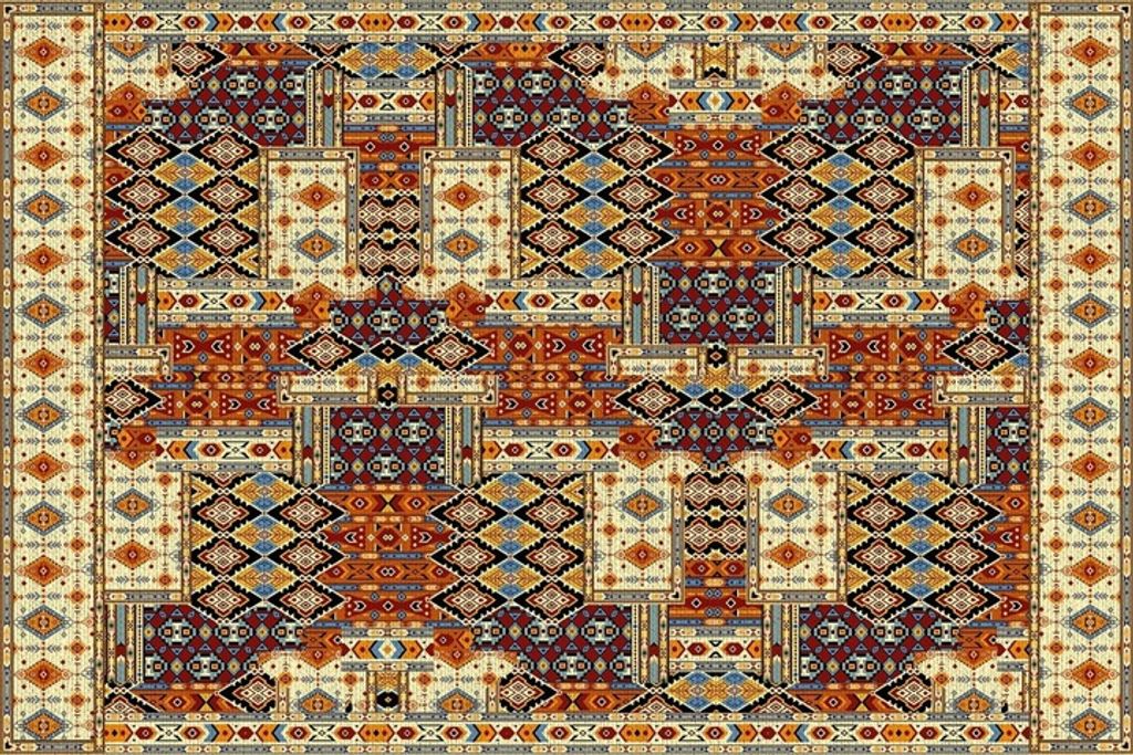 Geometrischer Patchwork-Teppich 150x225 cm Produktbild 