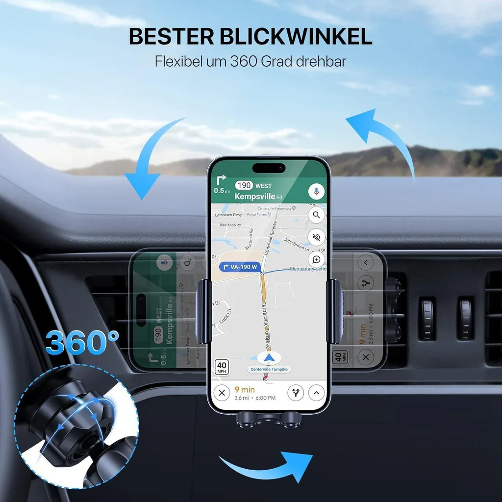 Supporto Smartphone Auto Miracase Grigio - Uso Intensivo iPhone/Samsung - 4