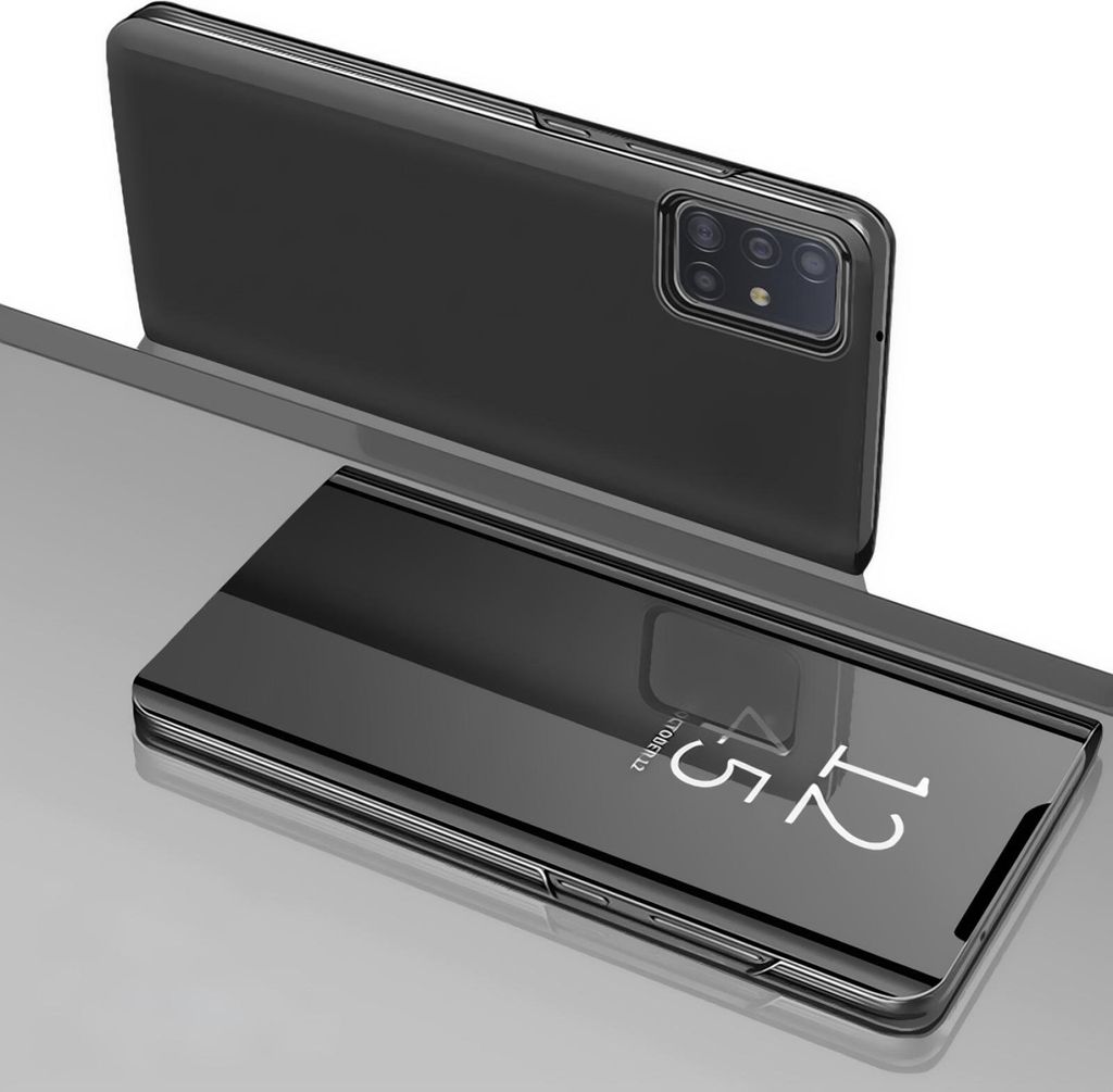 Handyhülle für Samsung Galaxy A51 Smart Cover Schutzhülle Clear View Case Schwarz