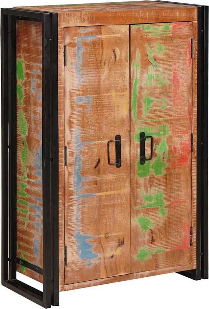 vidaXL Highboard mit Türen Braun Massives recyceltes Holz und Metall