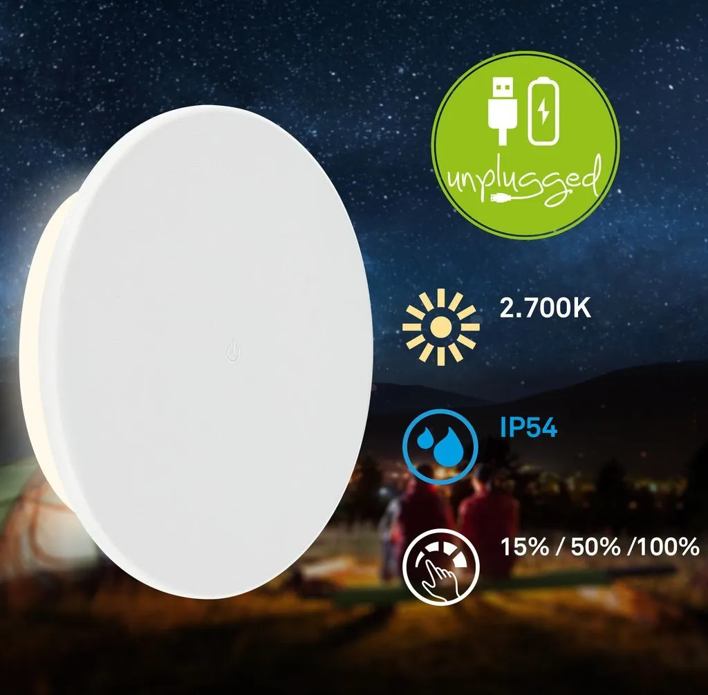 Lampada da parete a LED a batteria, girevole a 360