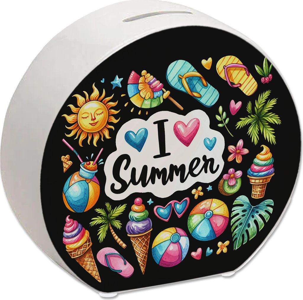Endlich Sommer Spardose mit Spruch I love Summer