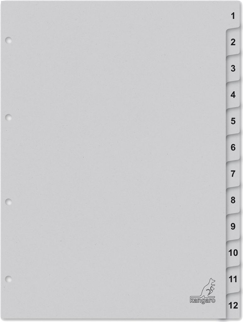 kangaro Karton-Register ECO Zahlen 1-12 DIN A4 12-teilig