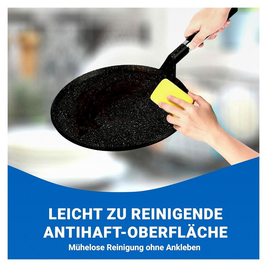 Granit Crêpe Pfanne (30 cm Durchmesser) – Crepe Pfanne für Induktion – kratzfeste Pfanne – Antihaft Crepepfanne aus Italien – Crepe Pfann...