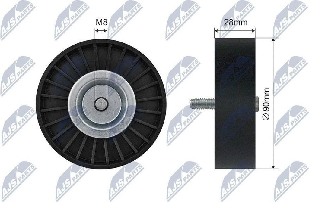 NTY RNK-ME-046 Spannrolle Keilrippenriemen 90mm passend für MERCEDES-BENZ C-Klasse Limousine (W204) E-Klasse Limousine (W211) C-Klasse T-modell (S...