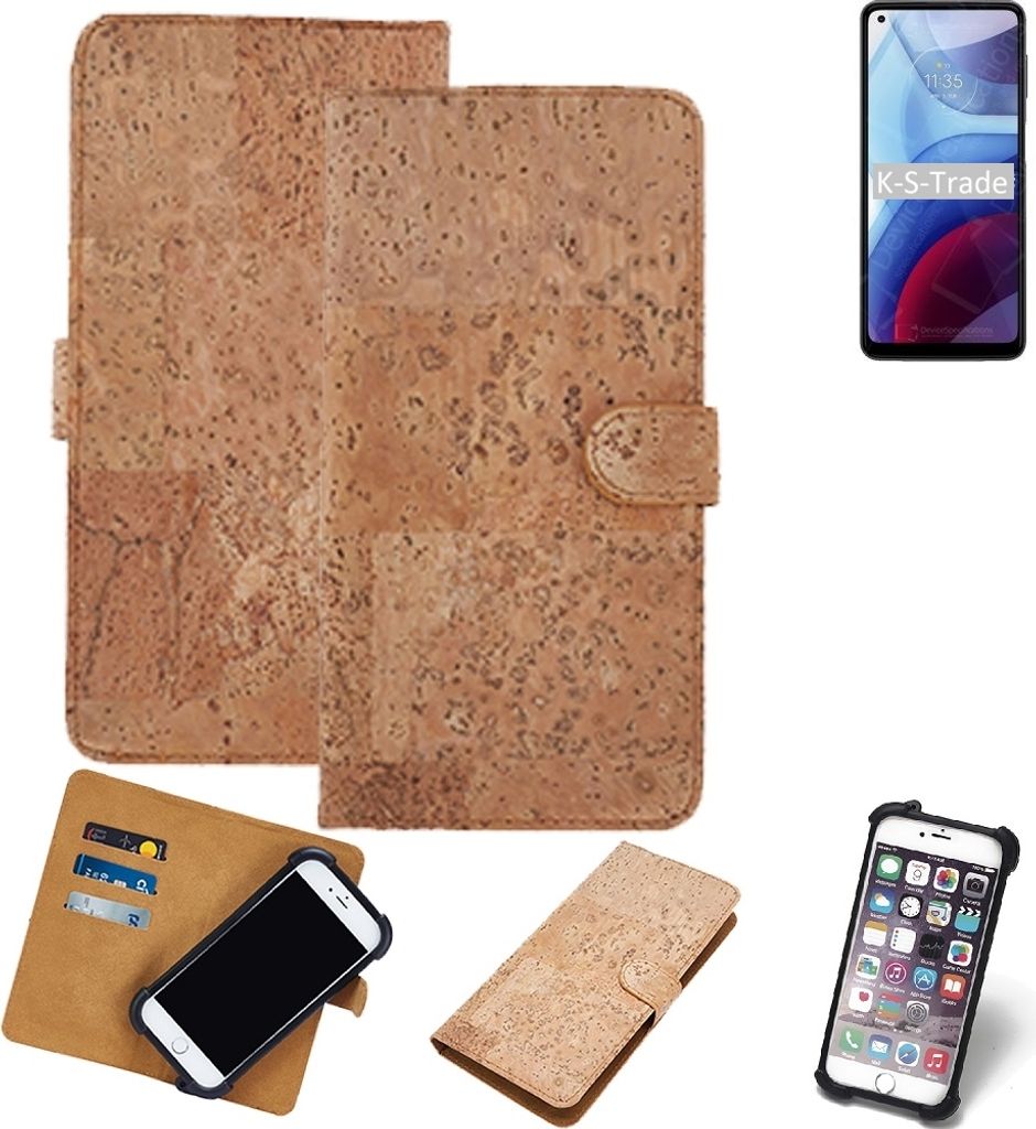 K-S-Trade Hülle kompatibel mit Motorola Moto G Power (2021) Kork Handyhülle Cover Schutzhülle TPU Case Bumper in Hellbraun, (1x)